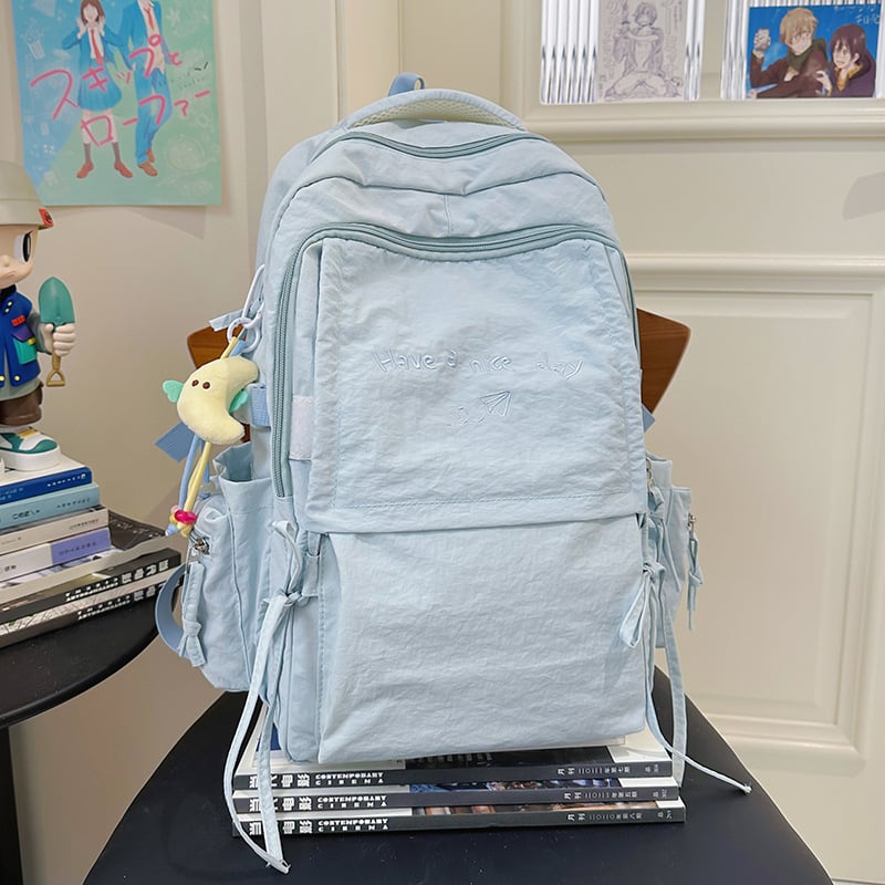 Rucsac școlar din nylon, capacitate 36-55 L, potrivit pentru laptop de 15 inch, ușor rezistent la apă, bretele de umăr curbe