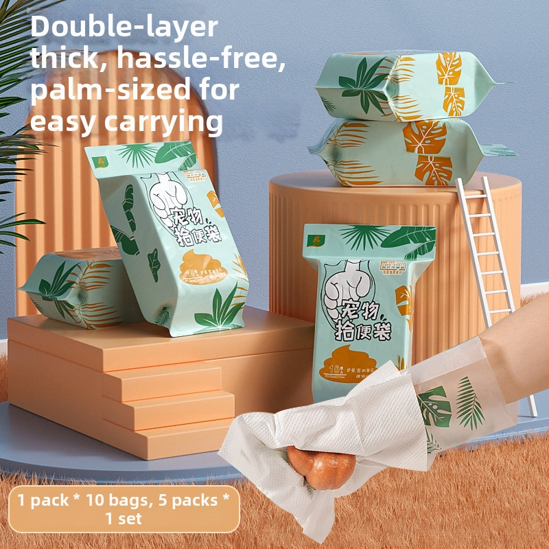 Dvojvrstvové silné tašky na psie exkrementy, prenosné pre vonkajšie použitie