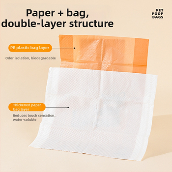 Vrecká na psie exkrementy, dvojvrstvové, pevné, prenosné, vodou rozložiteľný papier, plochý otvor, Seven Oh