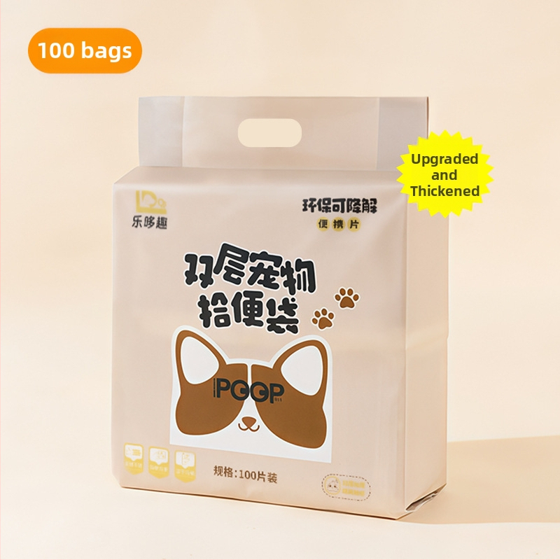 Vrecká na psie exkrementy, dvojvrstvové, pevné, prenosné, vodou rozložiteľný papier, plochý otvor, Seven Oh