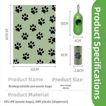 Tašky na psie výkaly, zosilnené, plne rozložiteľné, prenosné — EPL+PE, ABS