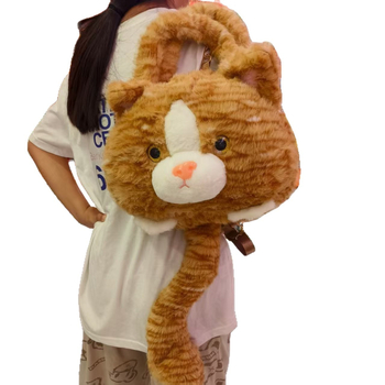 Plišani ruksak s mačjim ušima, gradski stil (zatvarač, džep za telefon, pliš, poliester podstava, strukturirani vanjski džep)