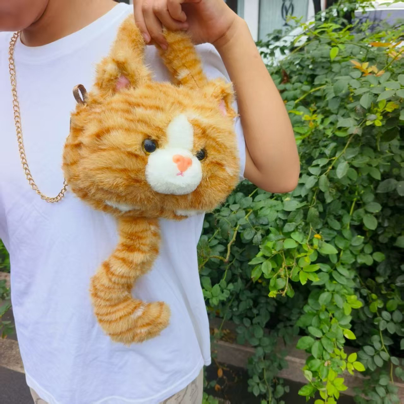 Plišani ruksak s mačjim ušima, gradski stil (zatvarač, džep za telefon, pliš, poliester podstava, strukturirani vanjski džep)