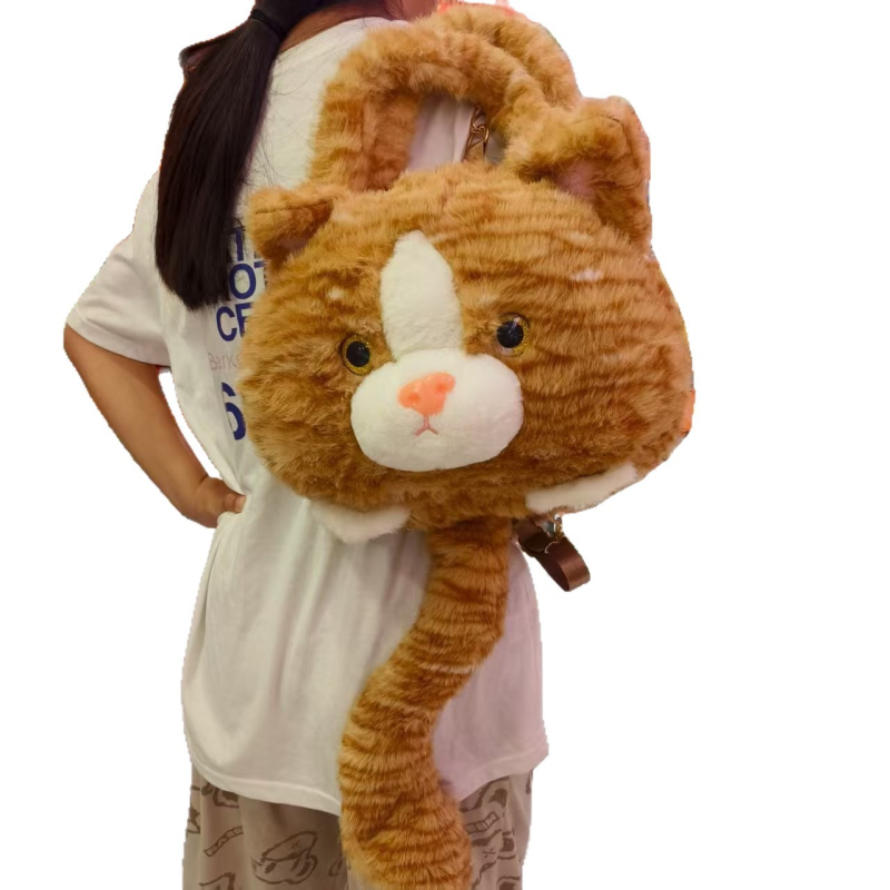 Plišani ruksak s mačjim ušima, gradski stil (zatvarač, džep za telefon, pliš, poliester podstava, strukturirani vanjski džep)