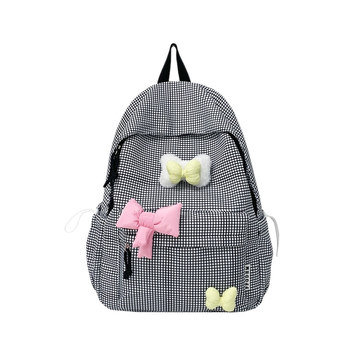 Batoh s pruhovaným vzorom, nylon, zakrivený ramenný popruh, pre žiakov strednej školy