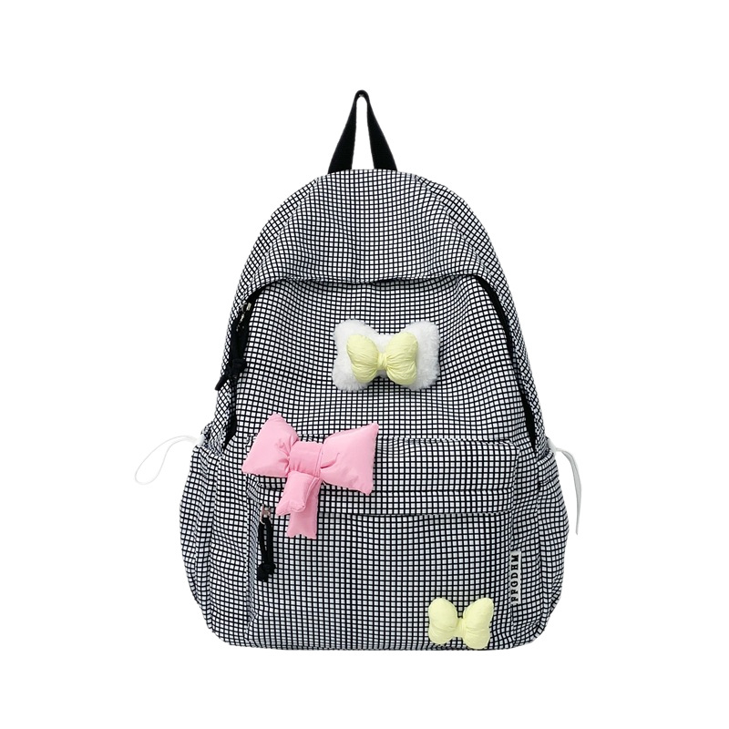 Batoh s pruhovaným vzorom, nylon, zakrivený ramenný popruh, pre žiakov strednej školy