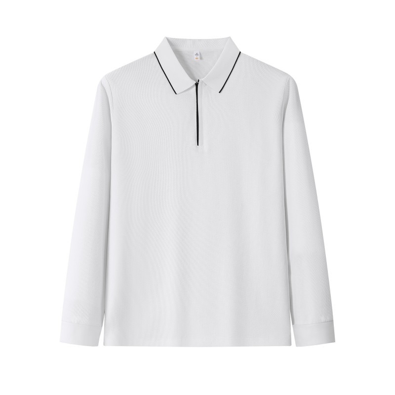 Pánske polo s polovičným zipsom, 96%+ dlhé vlákna bavlny, 300 g ťažká, dlhý rukáv, jednofarebný