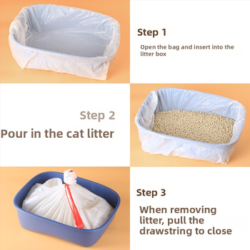 Jednorazové vrecká na mačací obsah do mačacej búdy, hrubý plast, typ kontinuálneho rolovania