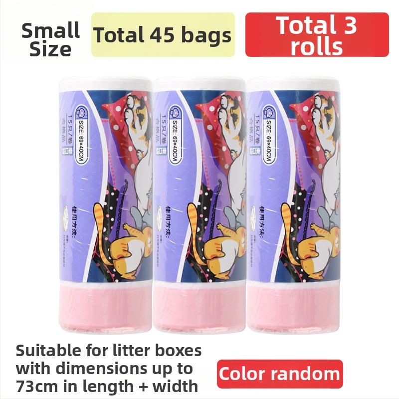 Jednorazové vrecká na mačací obsah do mačacej búdy, hrubý plast, typ kontinuálneho rolovania