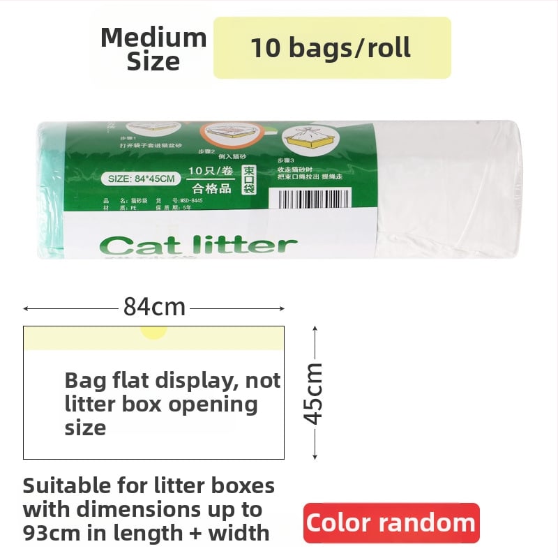 Jednorazové vrecká na mačací obsah do mačacej búdy, hrubý plast, typ kontinuálneho rolovania