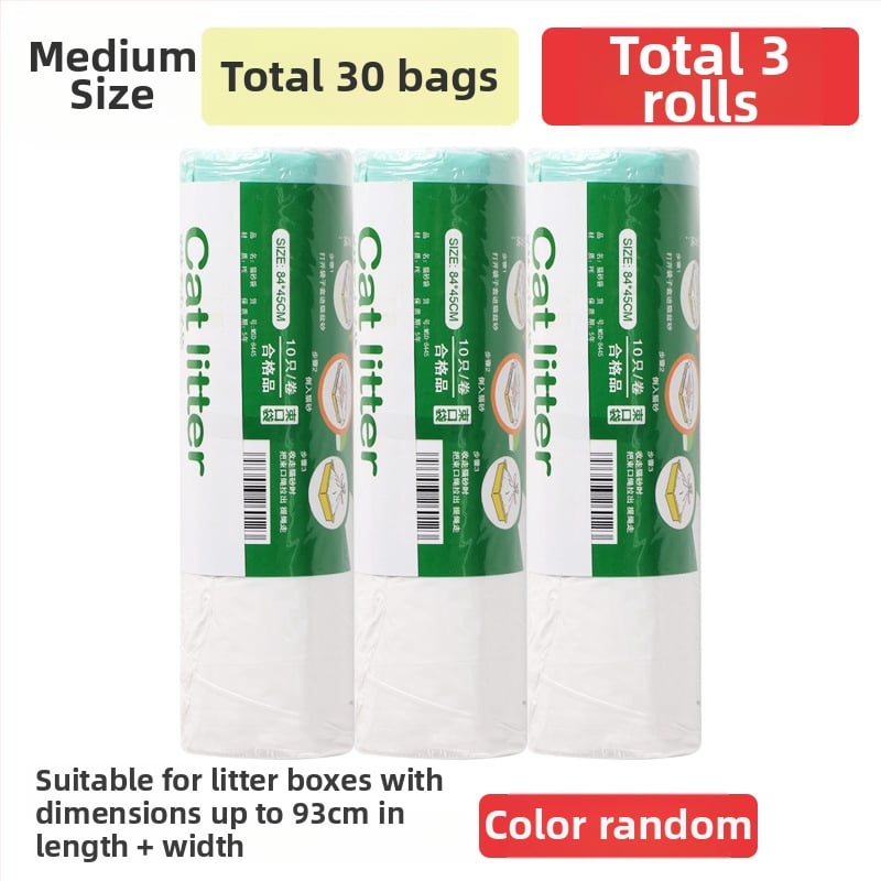 Jednorazové vrecká na mačací obsah do mačacej búdy, hrubý plast, typ kontinuálneho rolovania