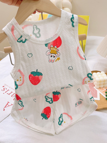 Detský letný set s vestou Jacquard, 100% bavlna, pletený štýl vesty, pre deti 3-8 rokov