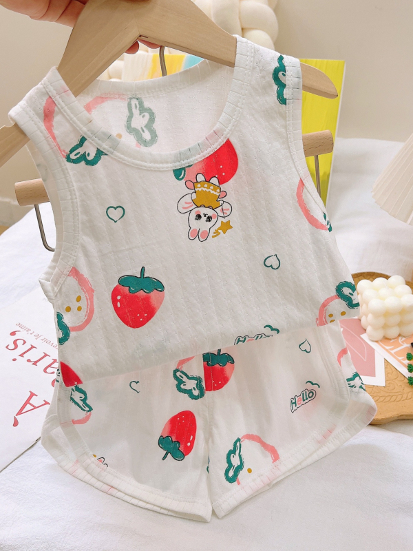 Detský letný set s vestou Jacquard, 100% bavlna, pletený štýl vesty, pre deti 3-8 rokov