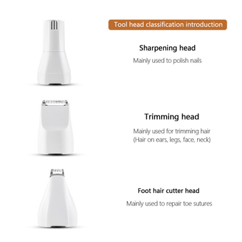 Električni aparat za njegu kućnih ljubimaca: električno šišanje dlake i piljenje noktiju s keramičkom glavom za rezanje, četkasti motor, USB punjenje, buka 46-70 dB, trajanje do 1 sat