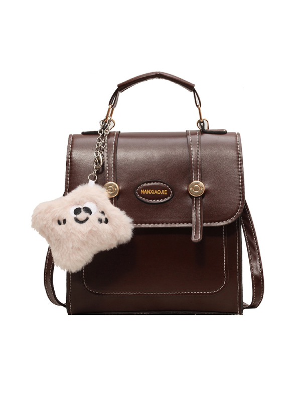 Rucsac PU în stil street, cu închidere magnetică, căptușeală PU, rigiditate medie, buzunar exterior deschis, pentru uz zilnic