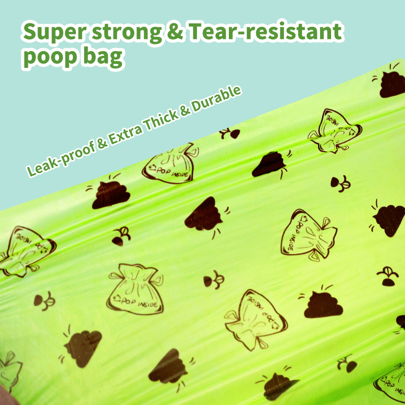 Sada dávkovača sáčkov na exkrementy pre domáce zvieratá s plochým otvorom a dvojvrstvovými vreckami, biodegradovateľné vrecká 1.2