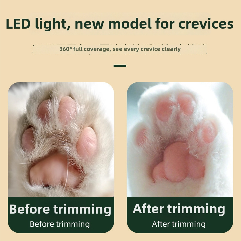 Elektrisks mājdzīvnieku matu griezējs ar LED gaismu kaķiem un suņiem — ABS + nerūsējošā tērauda konstrukcija, zīmols Three Southern One Wood, paredzēts ķepu apgriešanai.