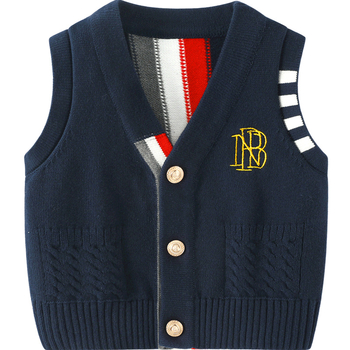 Detská bezruková pletená vesta, 100% bavlna, výstrih do V, zapínanie na gombíky, jar–jeseň, vek 3–8 rokov