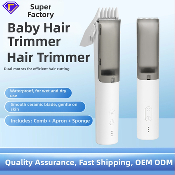 HC-W008 Detský holiaci strojček na vlasy s ultra tichým motorom, vodeodolný, vstavaná batéria, keramické čepele, doba prevádzky 0–1 h