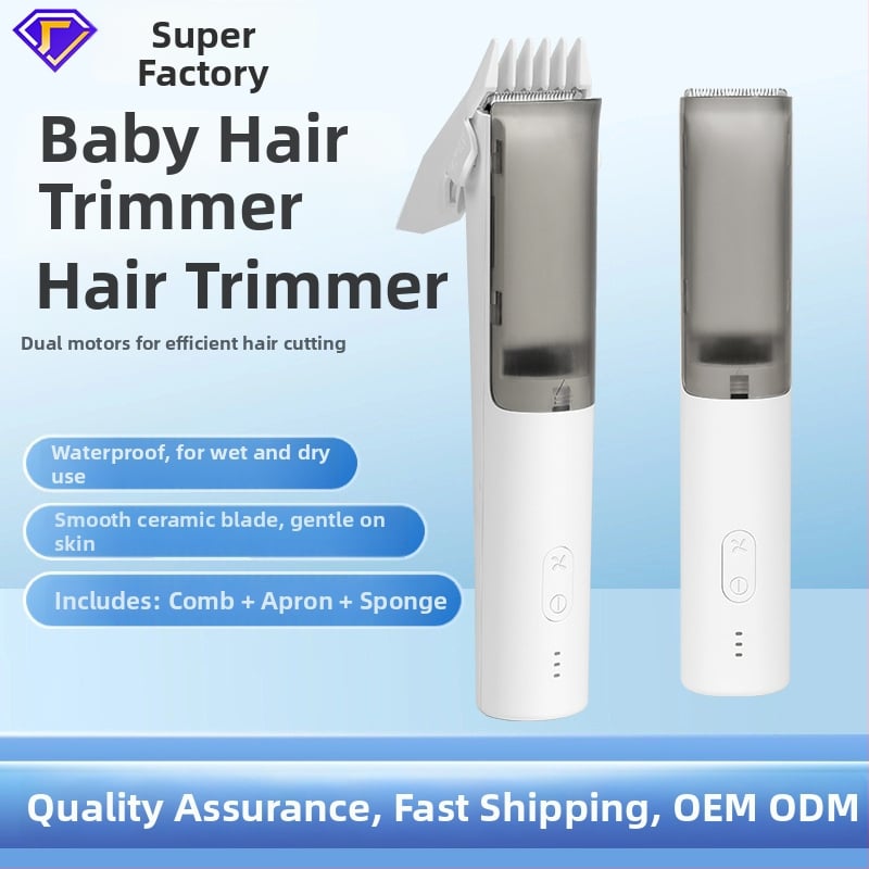 HC-W008 Detský holiaci strojček na vlasy s ultra tichým motorom, vodeodolný, vstavaná batéria, keramické čepele, doba prevádzky 0–1 h