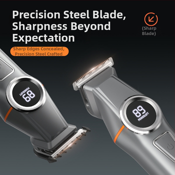 5-v-1 holiaci strojček na vlasy, dvojrýchlostný, plne umývateľný po tele, odnímateľné ostre, z nehrdzavejúcej ocele