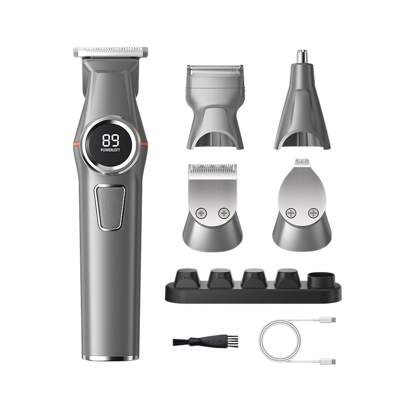 5-v-1 holiaci strojček na vlasy, dvojrýchlostný, plne umývateľný po tele, odnímateľné ostre, z nehrdzavejúcej ocele