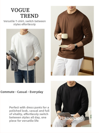 270 g, 100% prešovaná bavlna, dlhé rukávy, pánske tričko, okrúhly výstrih, jesenné-zimné nosenie