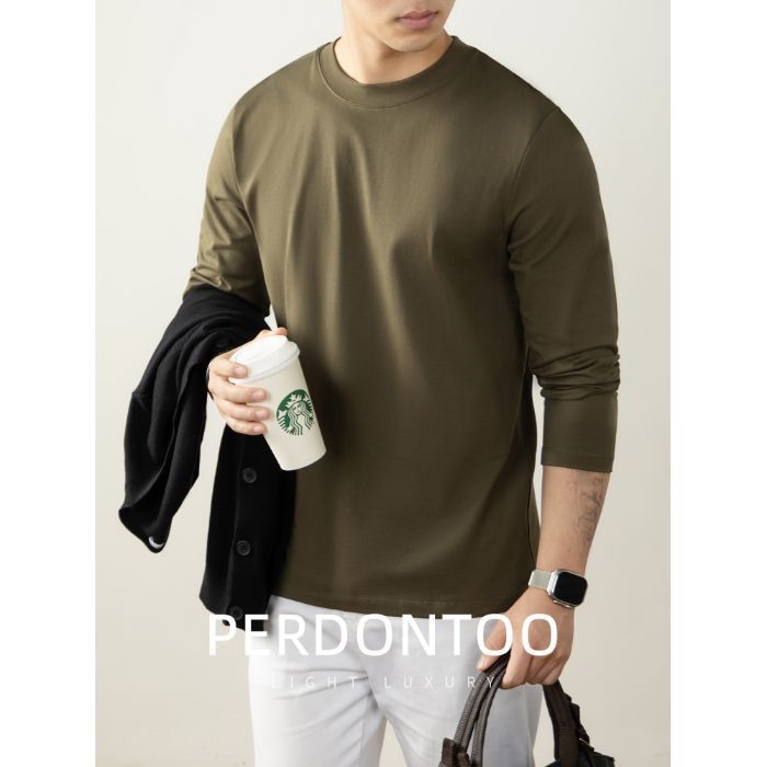 270 g, 100% prešovaná bavlna, dlhé rukávy, pánske tričko, okrúhly výstrih, jesenné-zimné nosenie