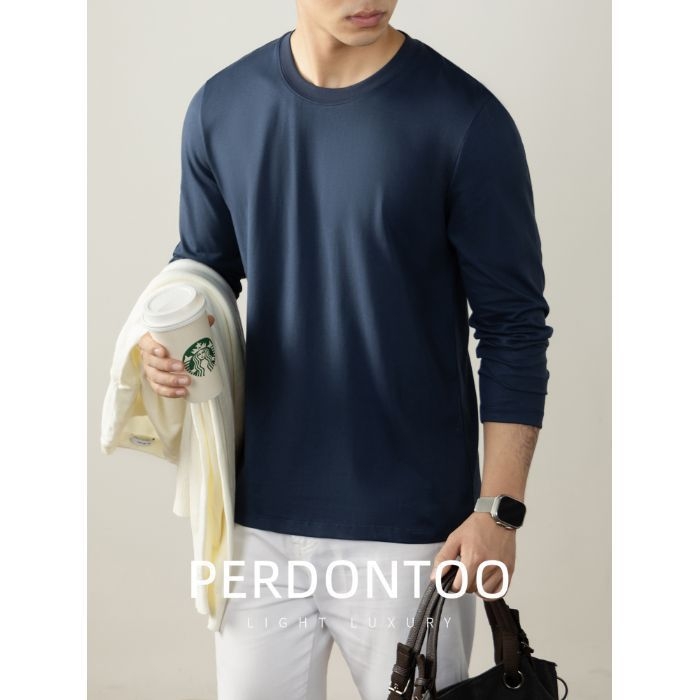 270 g, 100% prešovaná bavlna, dlhé rukávy, pánske tričko, okrúhly výstrih, jesenné-zimné nosenie