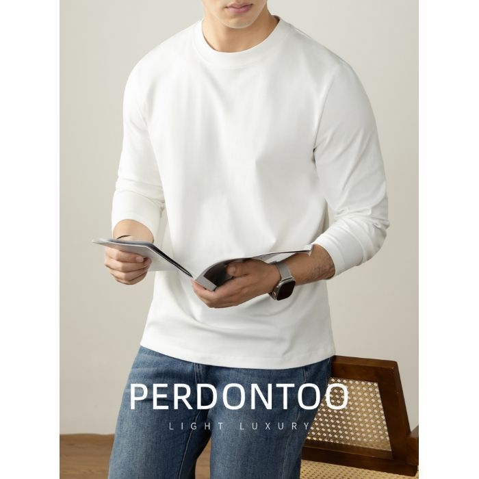 270 g, 100% prešovaná bavlna, dlhé rukávy, pánske tričko, okrúhly výstrih, jesenné-zimné nosenie