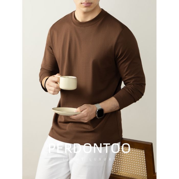 270 g, 100% prešovaná bavlna, dlhé rukávy, pánske tričko, okrúhly výstrih, jesenné-zimné nosenie