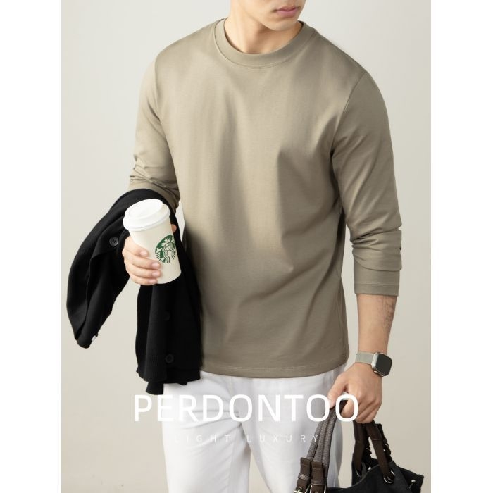 270 g, 100% prešovaná bavlna, dlhé rukávy, pánske tričko, okrúhly výstrih, jesenné-zimné nosenie