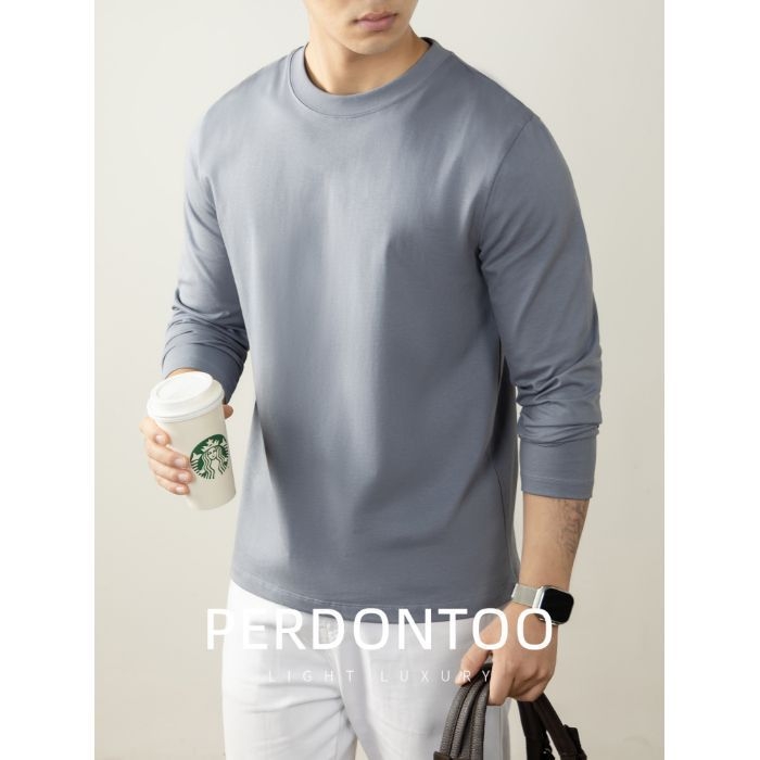 270 g, 100% prešovaná bavlna, dlhé rukávy, pánske tričko, okrúhly výstrih, jesenné-zimné nosenie