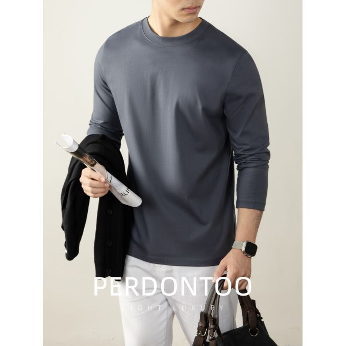 270 g, 100% prešovaná bavlna, dlhé rukávy, pánske tričko, okrúhly výstrih, jesenné-zimné nosenie