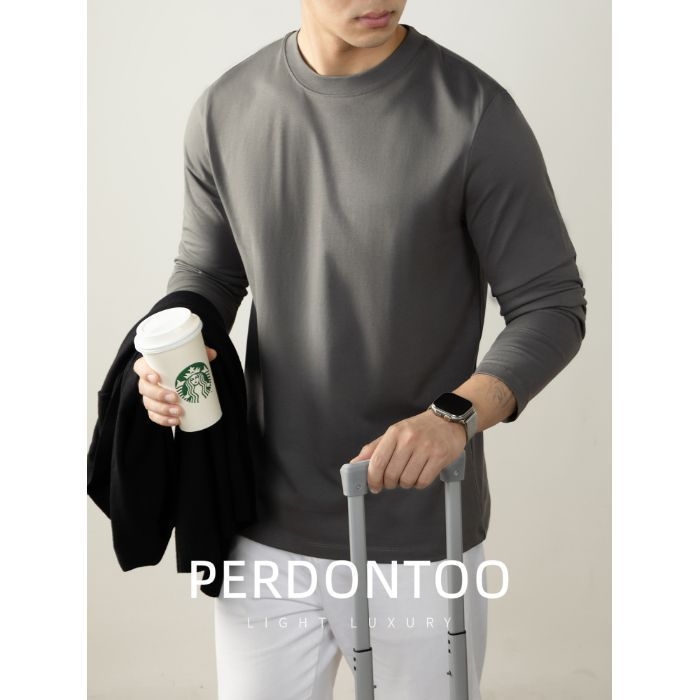 270 g, 100% prešovaná bavlna, dlhé rukávy, pánske tričko, okrúhly výstrih, jesenné-zimné nosenie