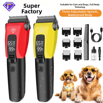 FK-9003 Nabíjateľný elektrický strojek na grooming pre domáce zvieratá s nehrdzavejúcimi čepeľami, kefový motor, zabudovaná batéria 1000–1200 mAh, 3–6 h prevádzky, vodotesný