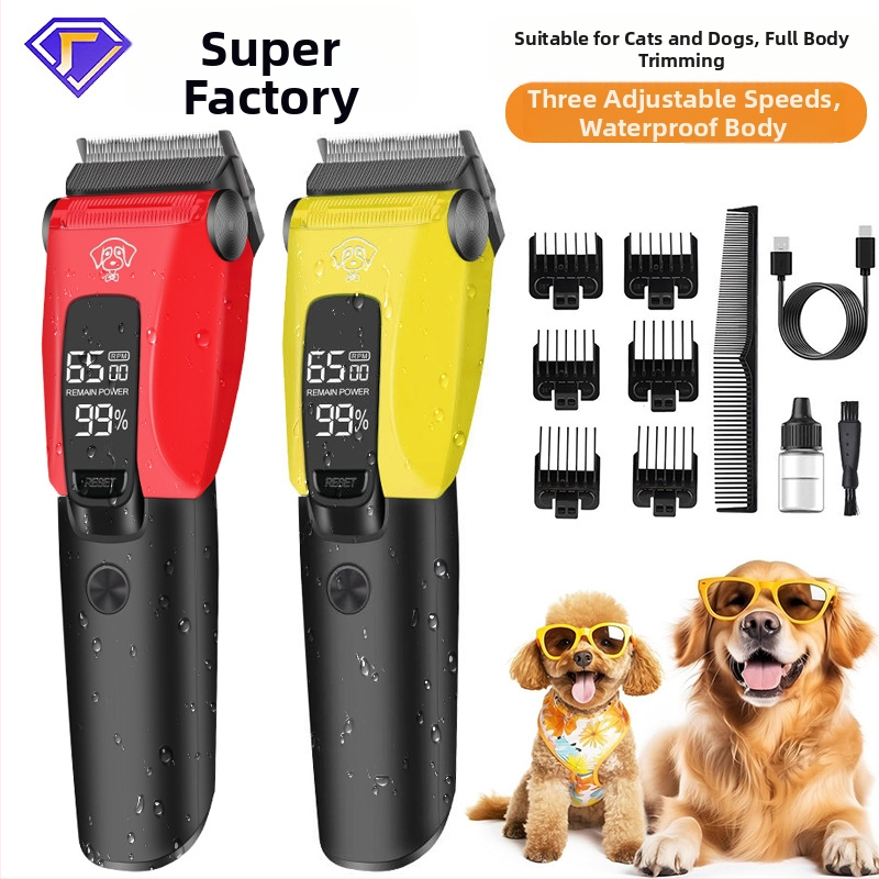 FK-9003 Nabíjateľný elektrický strojek na grooming pre domáce zvieratá s nehrdzavejúcimi čepeľami, kefový motor, zabudovaná batéria 1000–1200 mAh, 3–6 h prevádzky, vodotesný