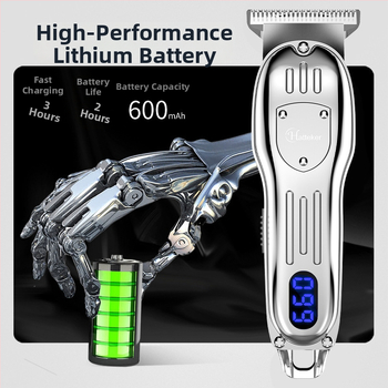 Zastrihávač na vlasy s LCD displejom, kartáčový motor, nehrdzavejúce čepele, vstavaná batéria 500-800 mAh, výdrž 1-3 h