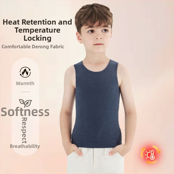 Detská bezšvová športová vesta s vlastným zohrievaním, Derong velúr, kruhový golier, viskoza 61%