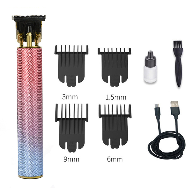 Elektrický strihací stroj na vlasy s keramickou čepeľou, brúsený motor, vstavaná batéria 100–300 mAh, výdrž 1–3 h, vymeniteľná umývateľná čepeľ, hliníkové puzdro