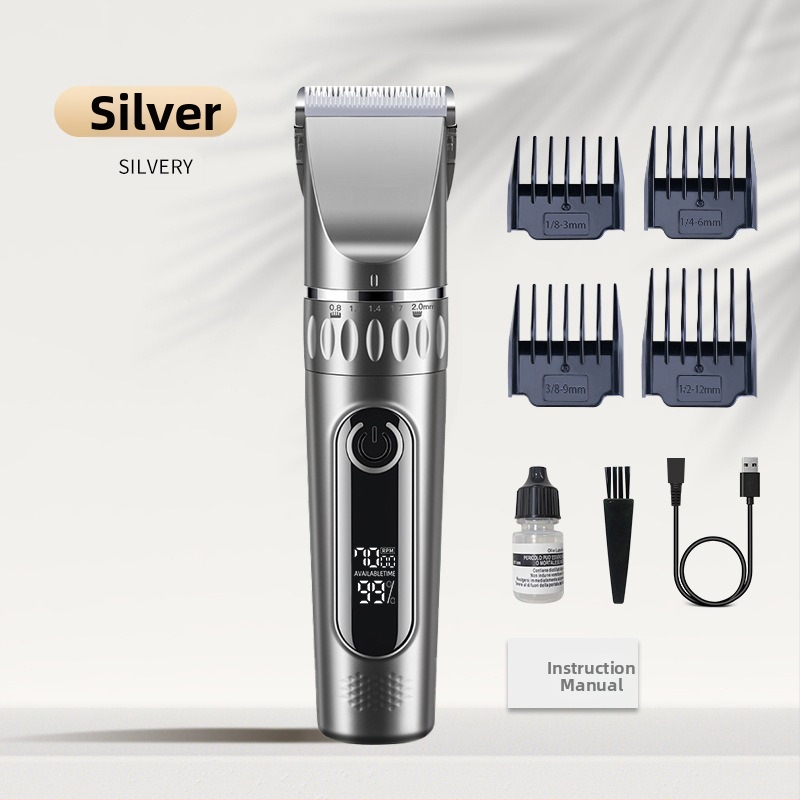 Strihací strojček na vlasy s USB napájaním, vstavaná batéria 1000–1200 mAh, čepeľ z nerezovej ocele (odnímateľná a umývateľná), hluk 36–45 dB