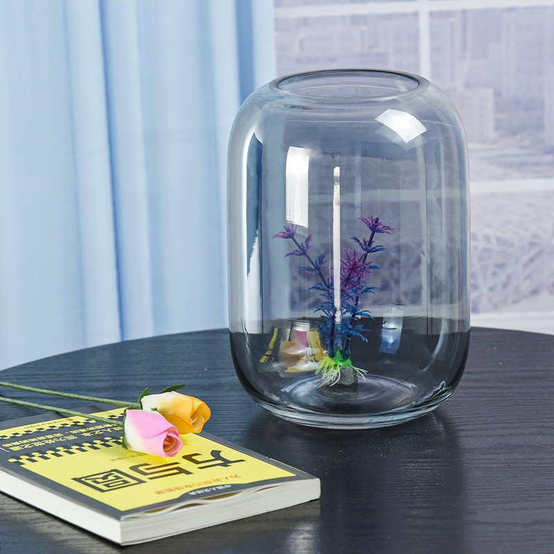 Стъклена ваза за бонсай с мъх и микро ландшафт, елипсовидна форма, издухано стъкло, персонализиране