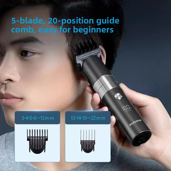 Elektrický holiaci strojček na vlasy pre domáce použitie s vstavanou batériou 500-800 mAh, čepele z titánovej zliatiny, kartáčový motor, vodotesný, výdrž batérie 1-3 h