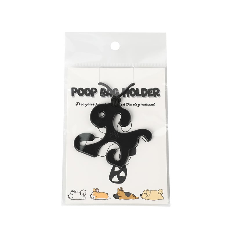 Klip na tašky pre psa na vôdzke, hands-free, dizajn s plochými ústami, HDPE vysoká hustota, štandardná hrúbka