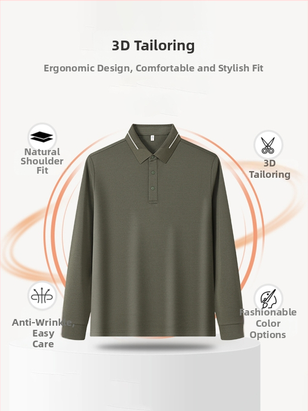 Pánske polo tričko z ovčej vlny, 240 g ťažká fleec, anti-pilling, dlhé rukávy s golierom, jesenný štýl