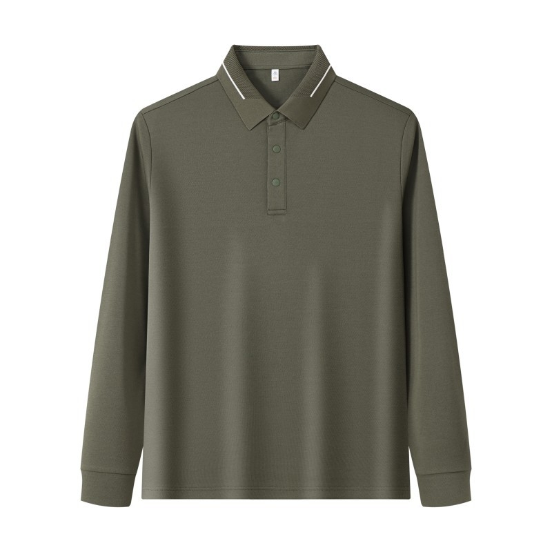 Pánske polo tričko z ovčej vlny, 240 g ťažká fleec, anti-pilling, dlhé rukávy s golierom, jesenný štýl