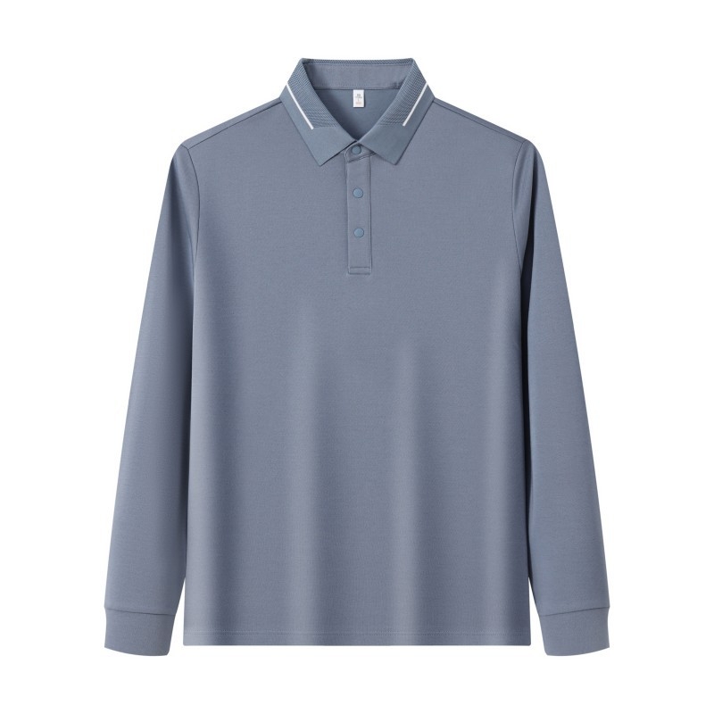 Pánske polo tričko z ovčej vlny, 240 g ťažká fleec, anti-pilling, dlhé rukávy s golierom, jesenný štýl