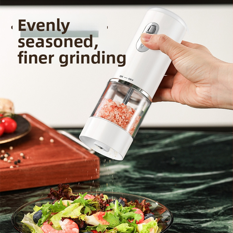 Įkraunamas elektrinis pipirų malūnas su jūros druskos buteliu, ABS korpusas, logotipo pritaikymas, modelis KYMQ-44B