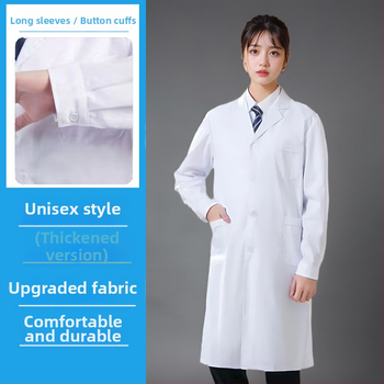 Unisex laboratórny plášť s dlhými rukávmi pre továreň a dielne, bavlneno-polyestrová zmes (35% polyester), vlhkosť odvádzajúci materiál