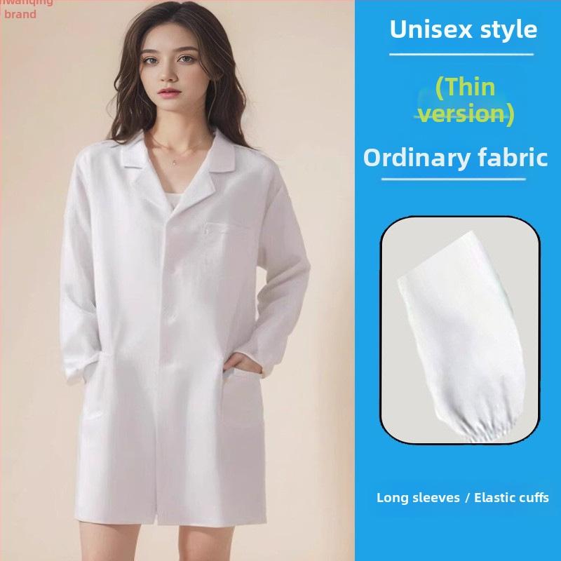 Unisex laboratórny plášť s dlhými rukávmi pre továreň a dielne, bavlneno-polyestrová zmes (35% polyester), vlhkosť odvádzajúci materiál